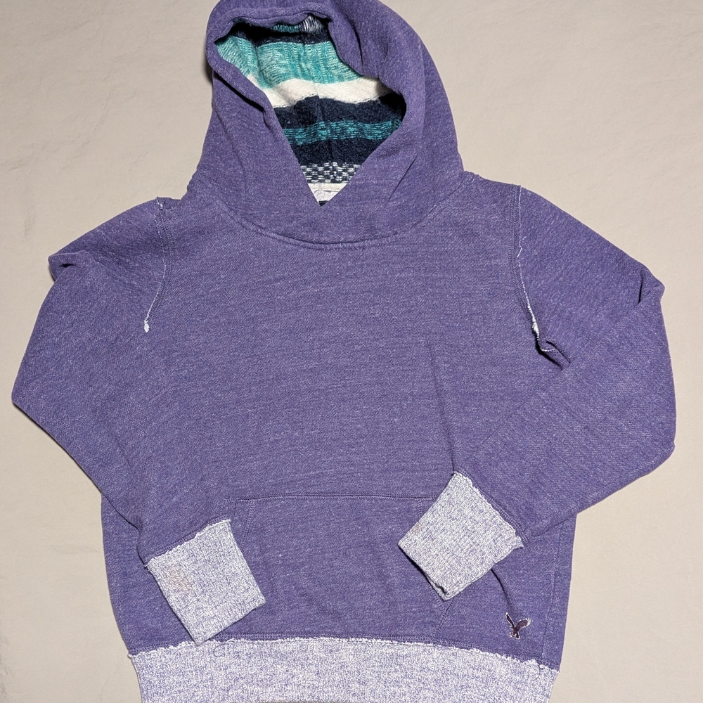 American Eagle Outfitters Purple Hoodie with Patterned Lining